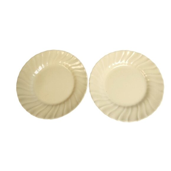 Set of 2 Franciscan Ware Coronado Matte Yellow Plates 6.5 Inch Swirl Rim Vintage - Picture 2 of 10